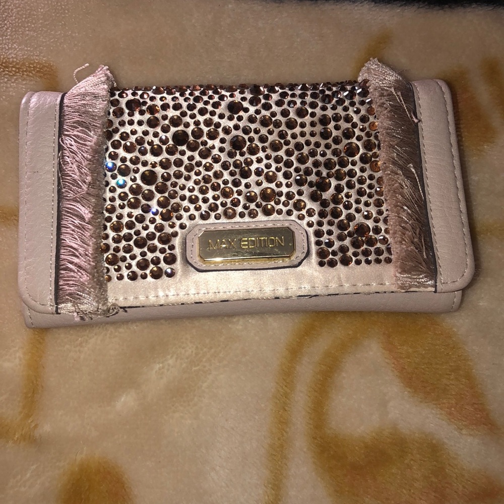 Beige wallet with rhinestones